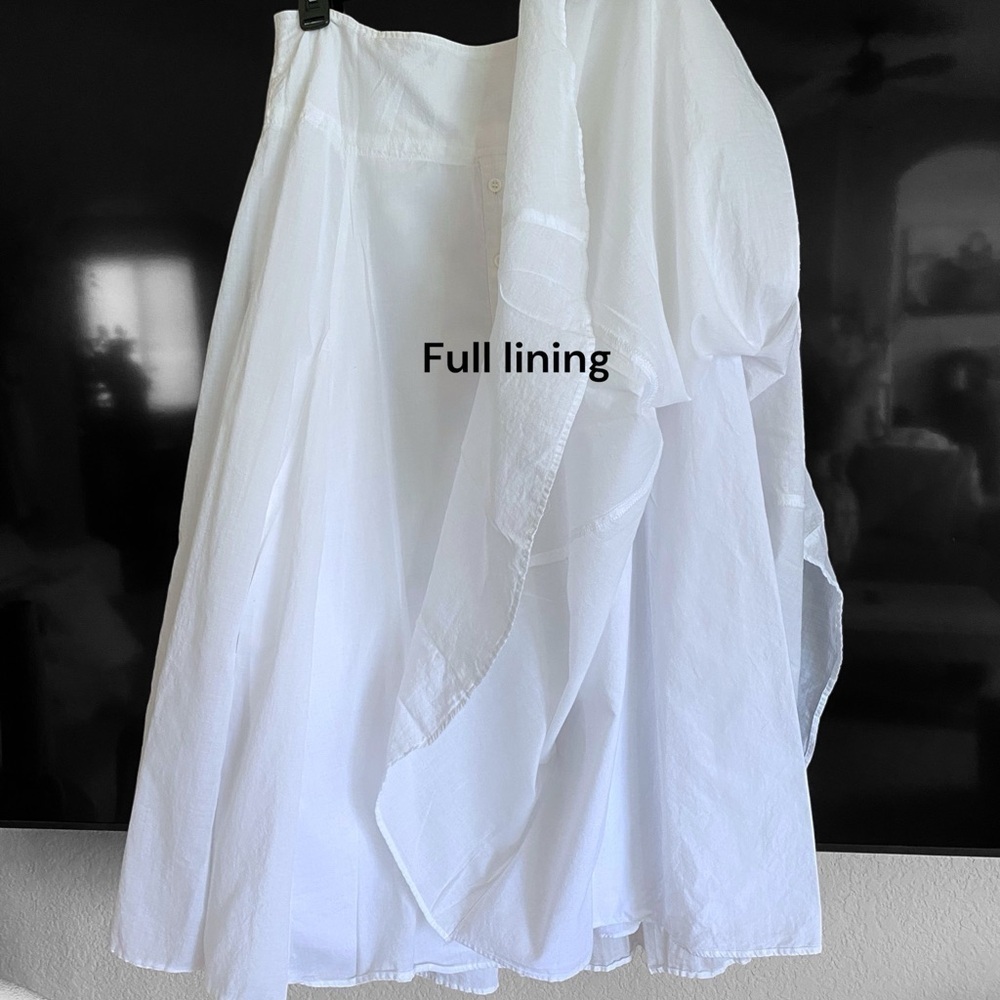 I.N.C. Flowing Bohemian White Linen Midi Skirt Button-Down - Picture 7 of 10